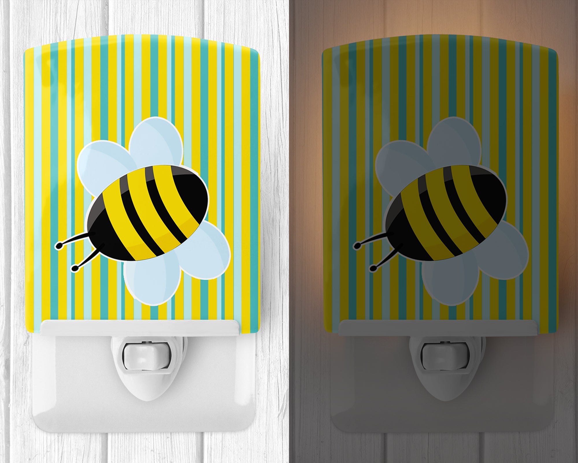 Bee on Stripes Ceramic Night Light BB8597CNL - the-store.com