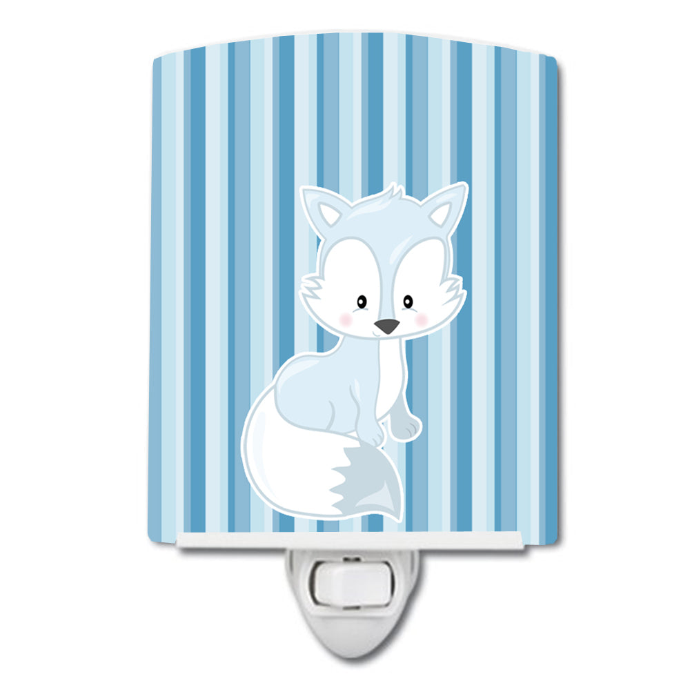 Fox on Blue Stripes Ceramic Night Light BB8599CNL - the-store.com