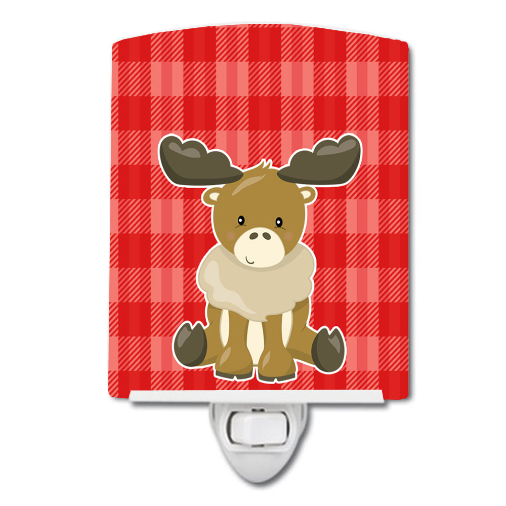 Moose on Red Plaid Ceramic Night Light BB8600CNL - the-store.com