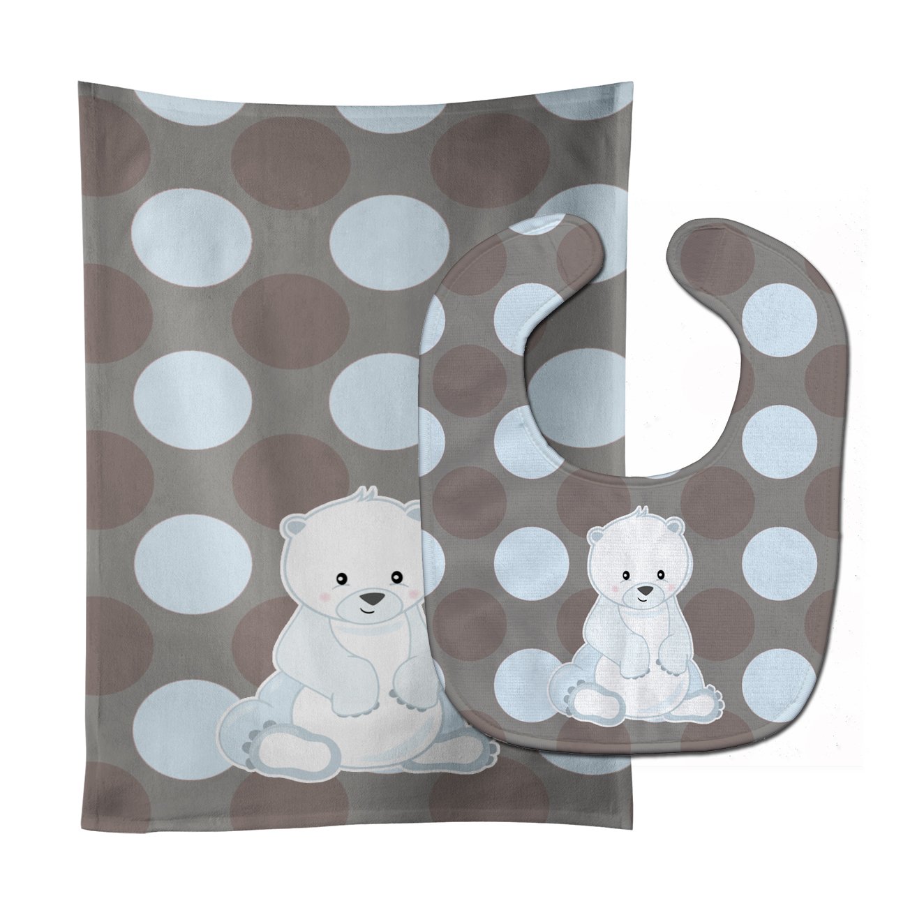 Bear on Polkadots Baby Bib & Burp Cloth BB8601STBU by Caroline's Treasures