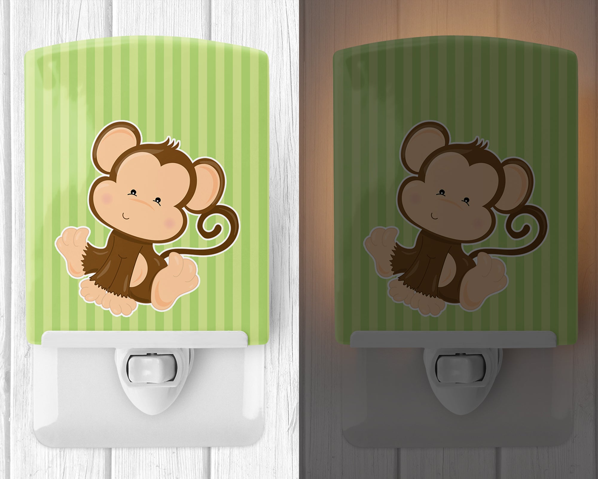 Monkey on Stripes Ceramic Night Light BB8608CNL - the-store.com