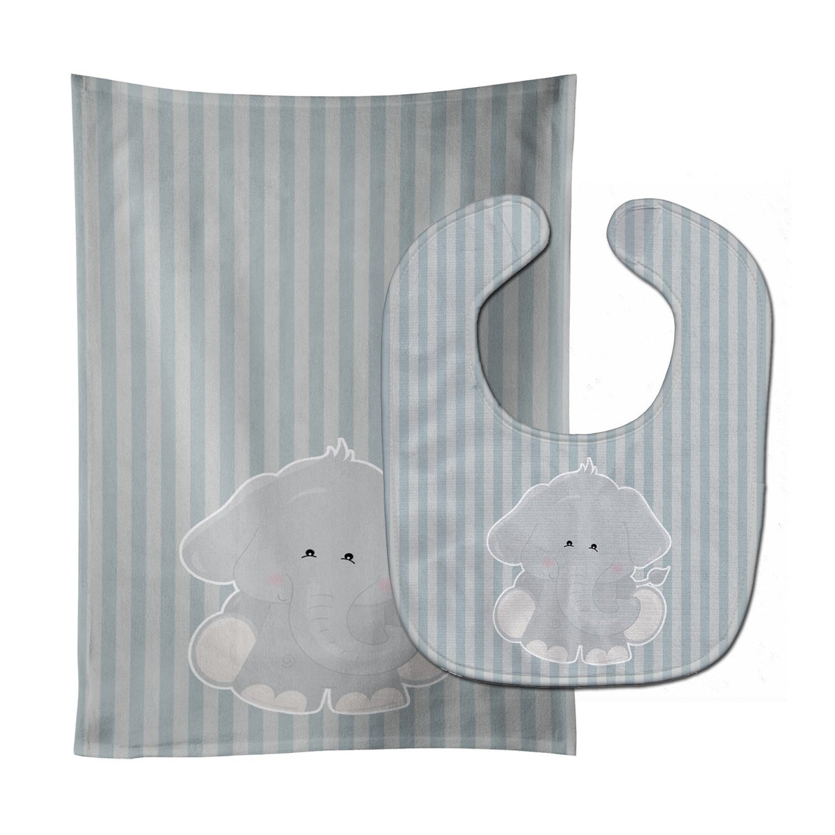 Elephant Al Baby Bib &amp; Burp Cloth BB8610STBU by Caroline&#39;s Treasures