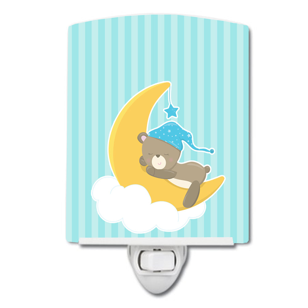 Baby Boy Bear Sleeping Ceramic Night Light BB8616CNL - the-store.com