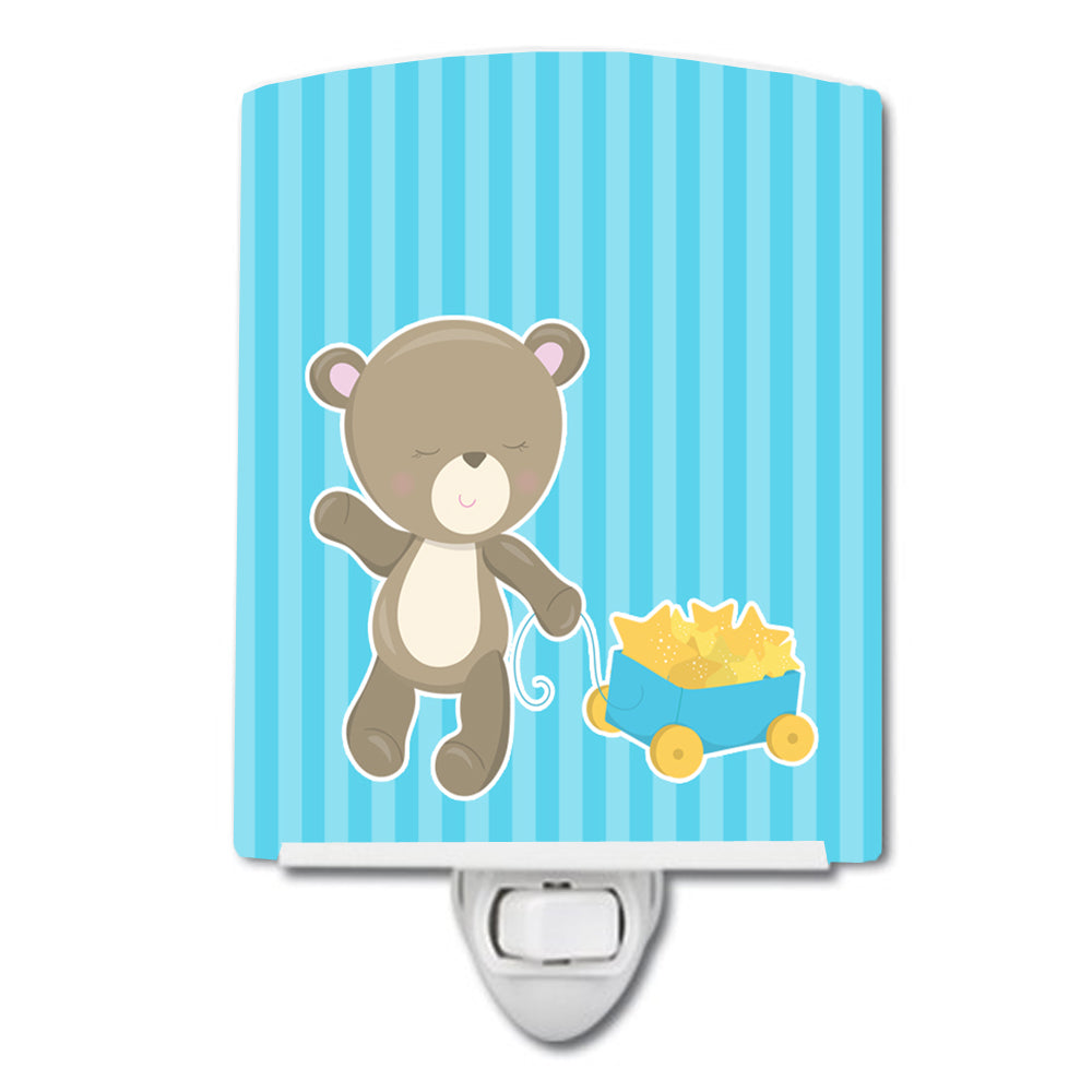 Baby Boy Bear Wagon Ceramic Night Light BB8618CNL - the-store.com