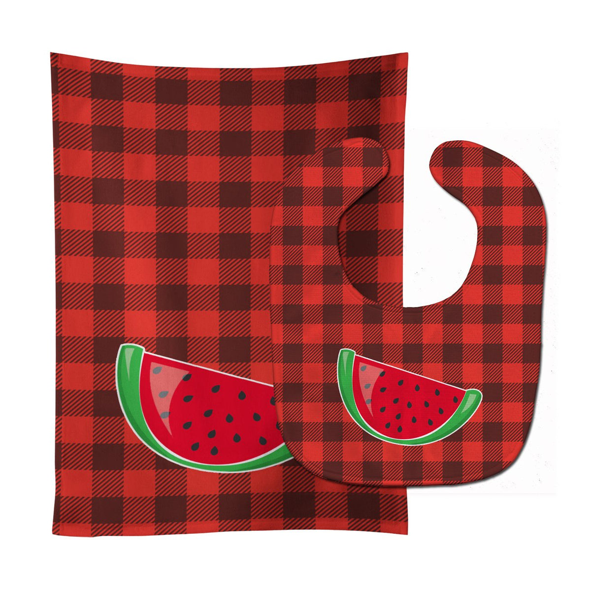 Backyard BBQ Watermelon Baby Bib &amp; Burp Cloth BB8630STBU by Caroline&#39;s Treasures