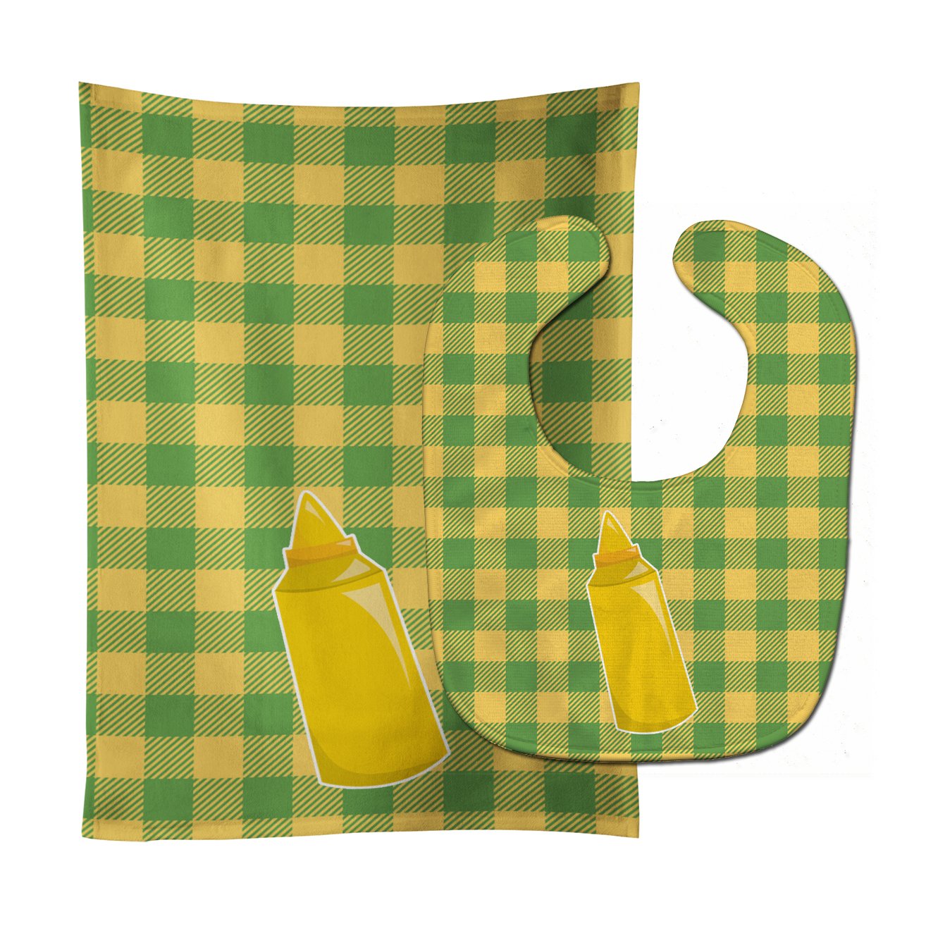 Backyard BBQ Mustard Baby Bib & Burp Cloth BB8639STBU by Caroline's Treasures