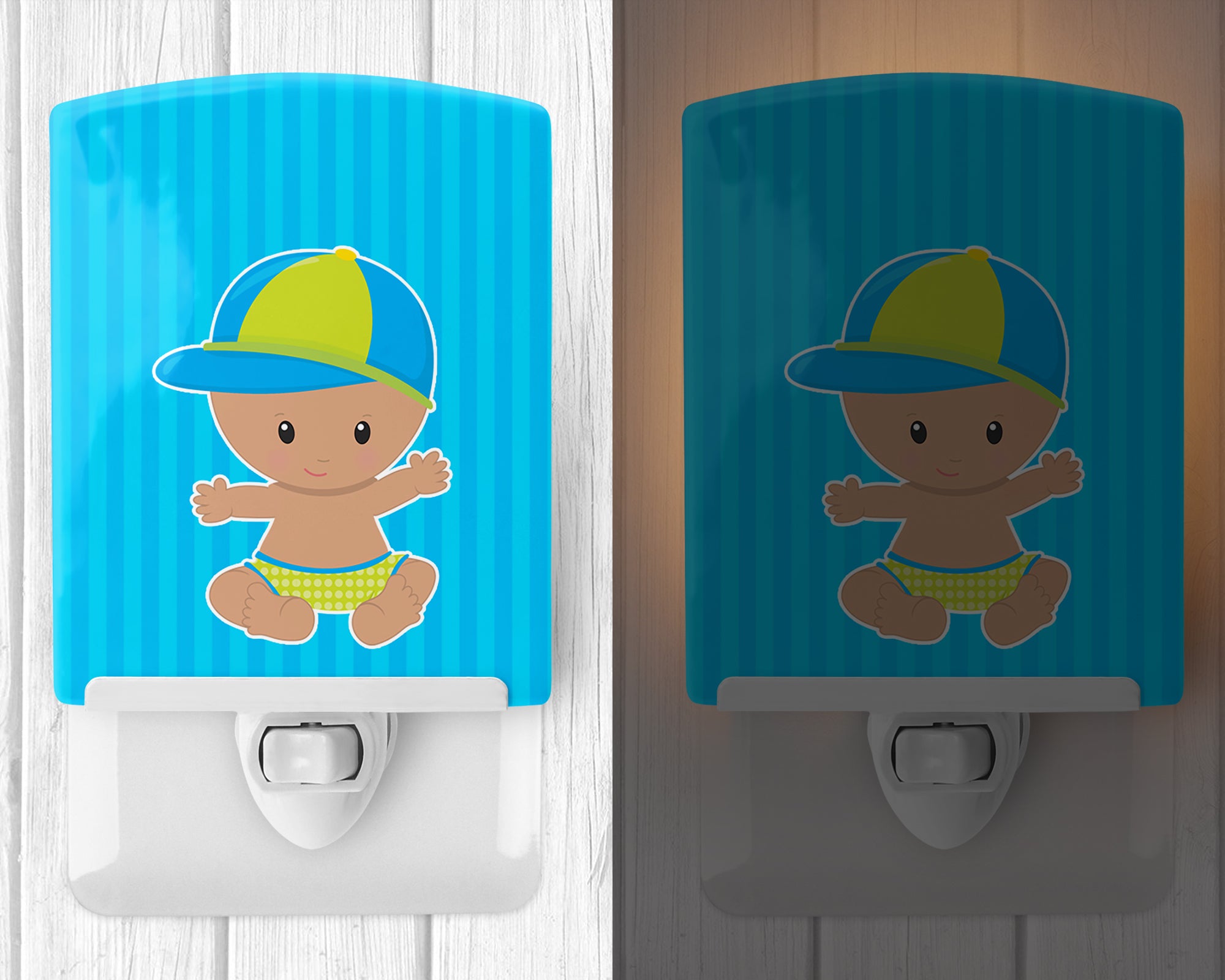 Beach Baby Boy with Hat Ceramic Night Light BB8651CNL - the-store.com