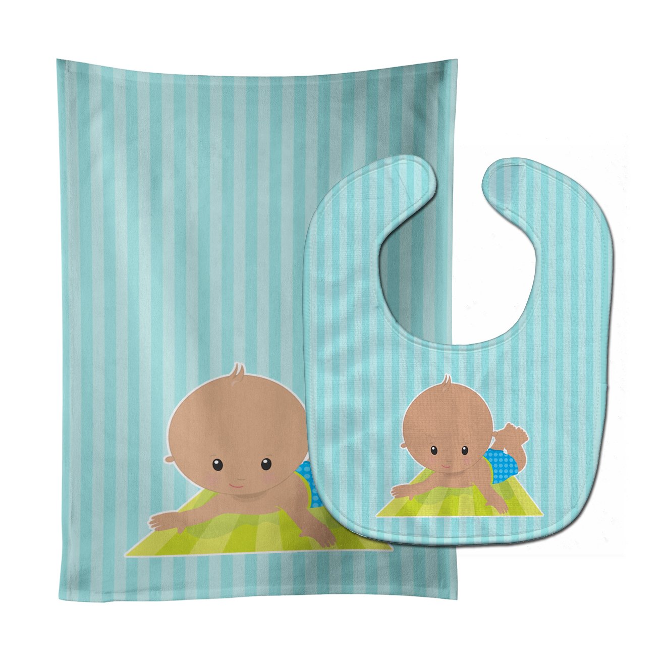 Beach Baby Boy on mat Baby Bib & Burp Cloth BB8654STBU by Caroline's Treasures