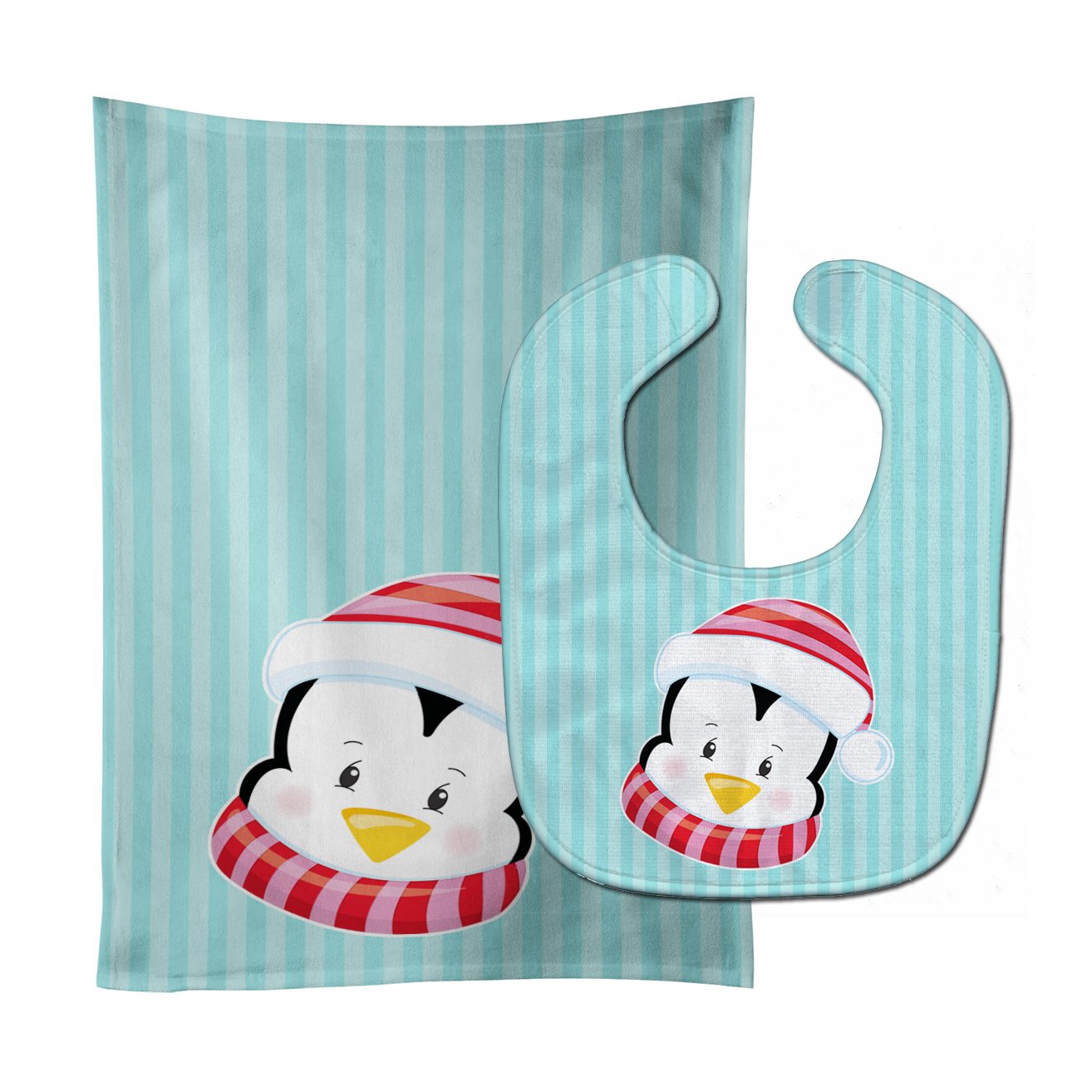 Christmas Penquin #1 Baby Bib & Burp Cloth BB8675STBU by Caroline's Treasures