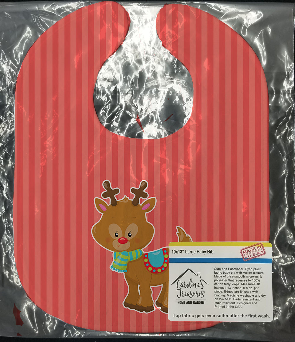 Christmas Reindeer and Stripes Baby Bib BB8683BIB - the-store.com