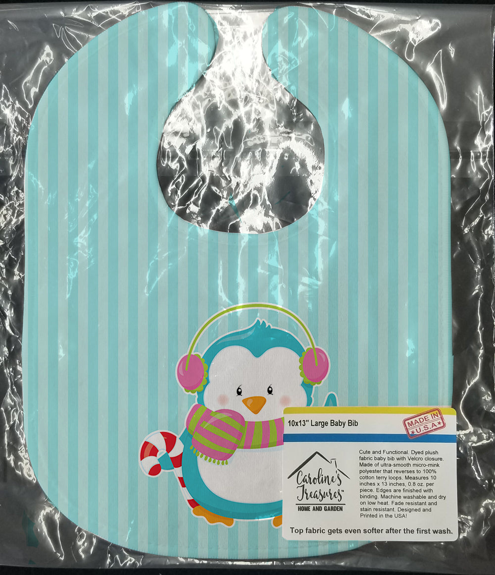 Christmas Penguin and Stripes Baby Bib BB8684BIB - the-store.com