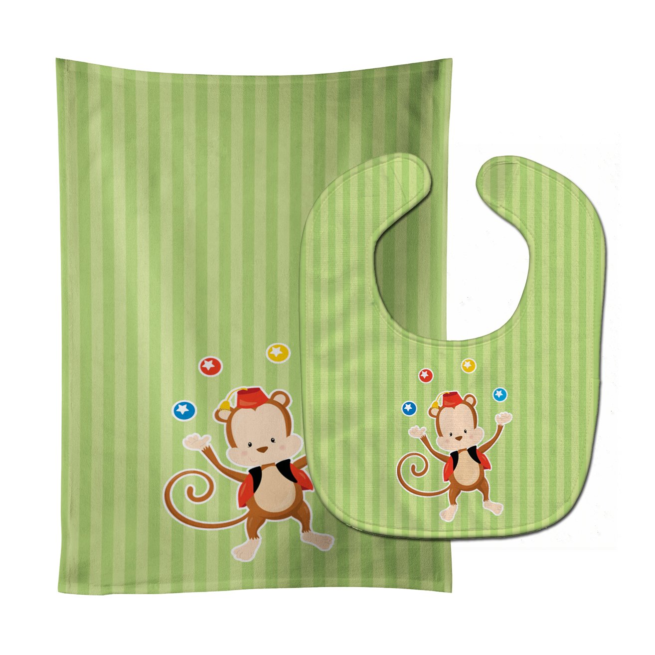 Monkey Juggler Baby Bib & Burp Cloth BB8696STBU by Caroline's Treasures