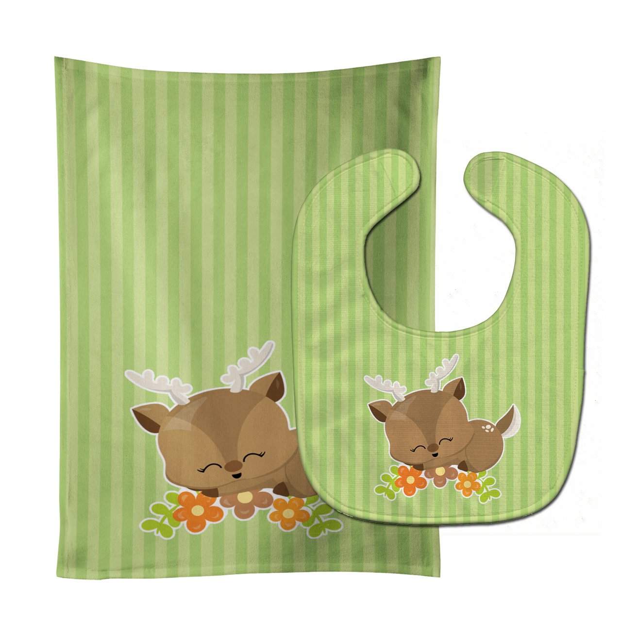 Deer #2 Baby Bib & Burp Cloth BB8715STBU by Caroline's Treasures