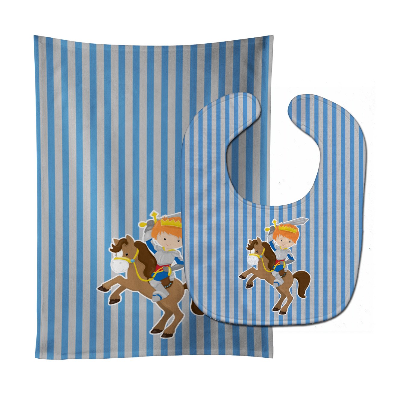 Ginger Boy Knight on Horse Baby Bib & Burp Cloth BB8747STBU by Caroline's Treasures