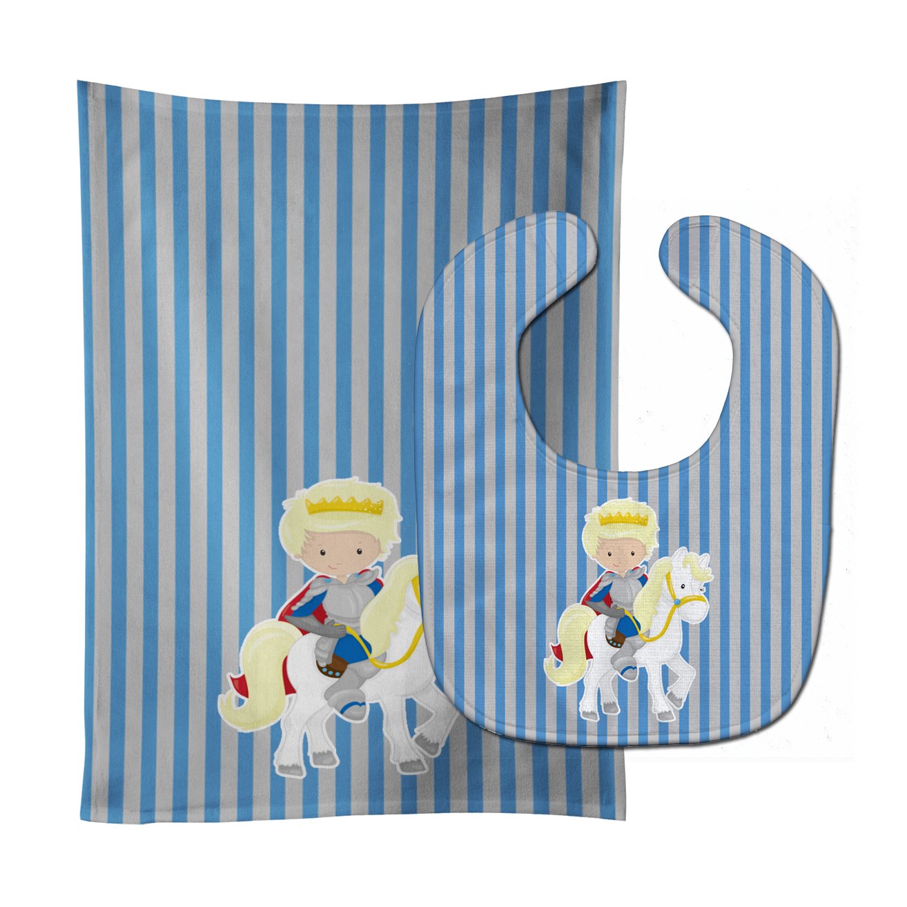 Blonde Boy Prince on Horse #2 Baby Bib & Burp Cloth BB8749STBU by Caroline's Treasures