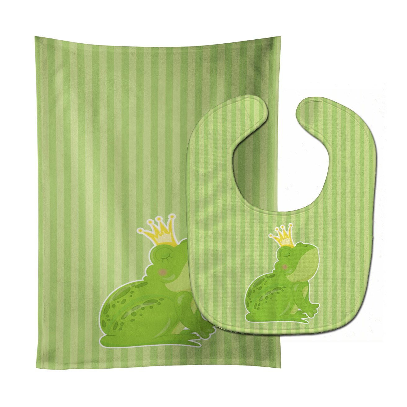 Prince Frog Baby Bib & Burp Cloth BB8759STBU by Caroline's Treasures