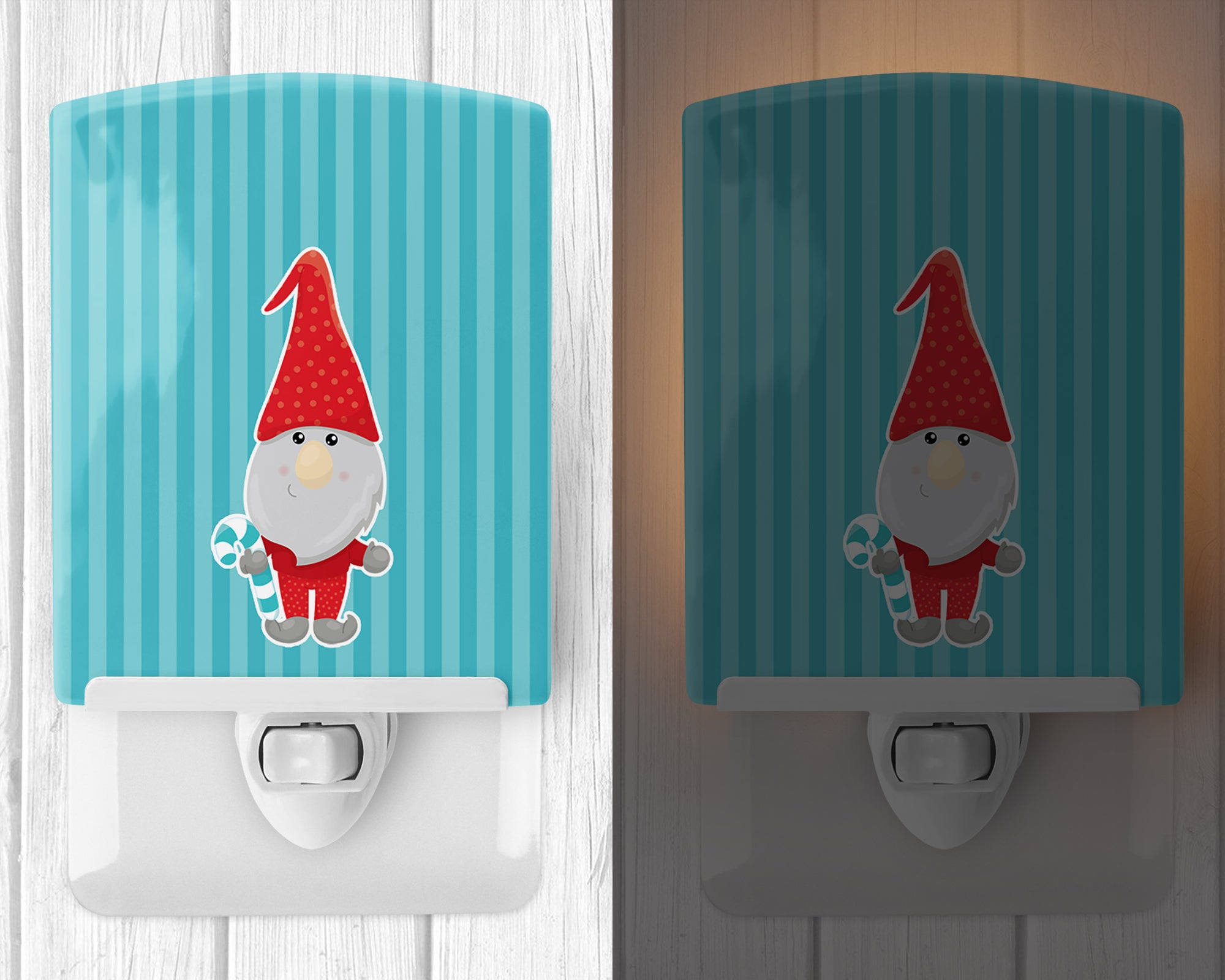 Christmas Gnome Candy Cane Ceramic Night Light BB8783CNL - the-store.com