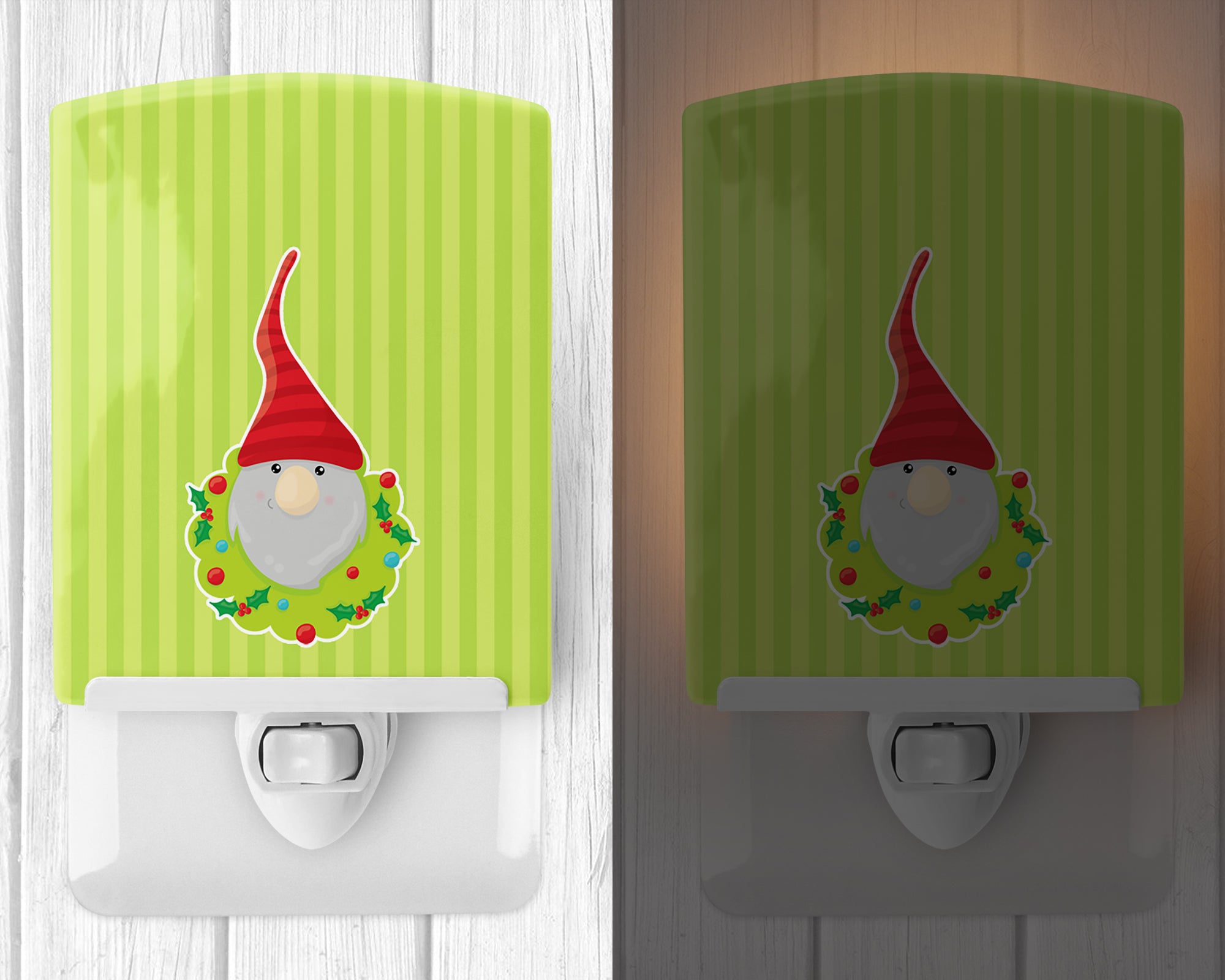 Christmas Gnome Flowers Ceramic Night Light BB8785CNL - the-store.com