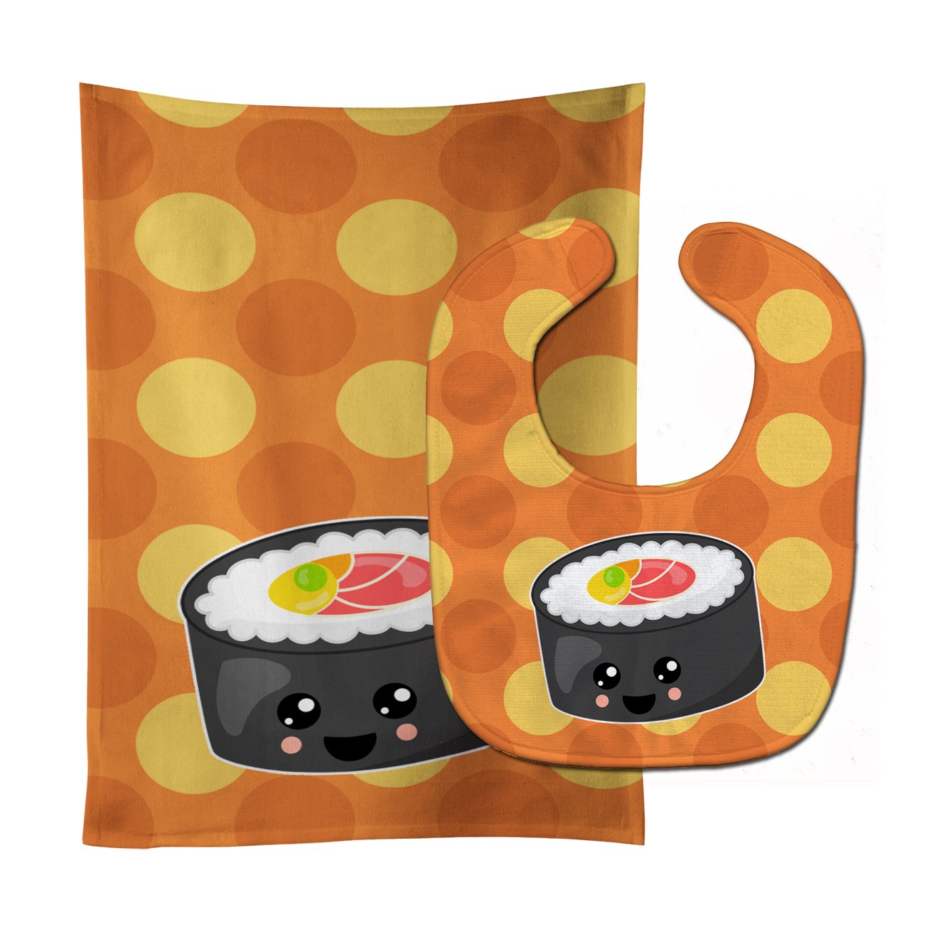 Sushi Roll with Face Baby Bib & Burp Cloth BB8802STBU by Caroline's Treasures