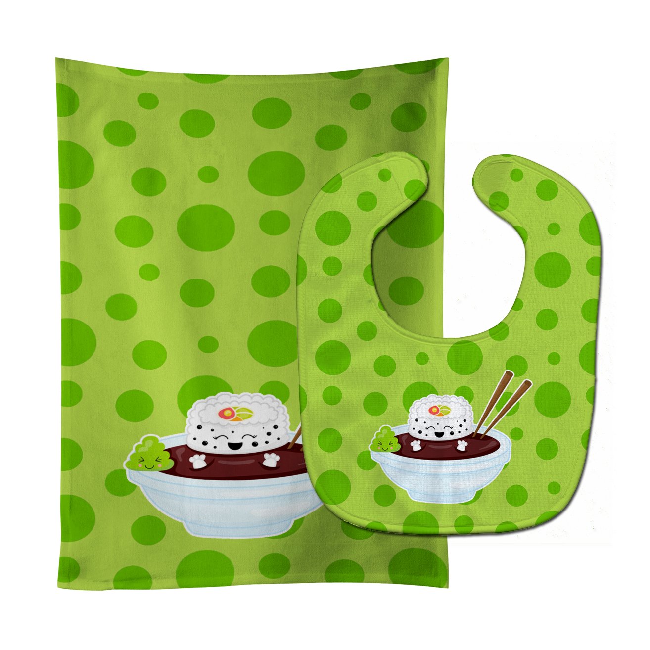 Sushi Bowl Baby Bib & Burp Cloth BB8807STBU by Caroline's Treasures