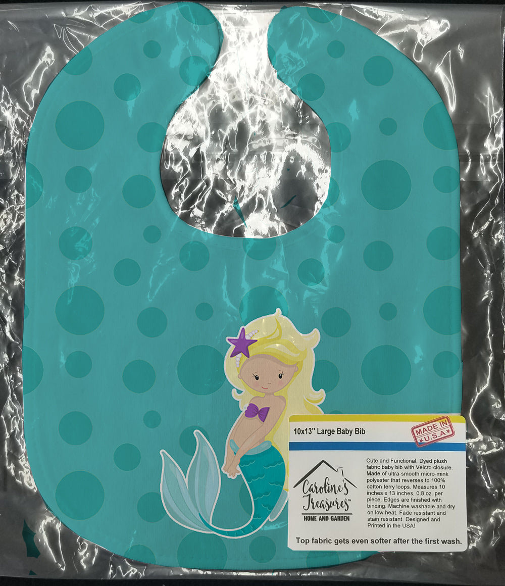 Beach Mermaid Blonde Hair Baby Bib BB8824BIB - the-store.com