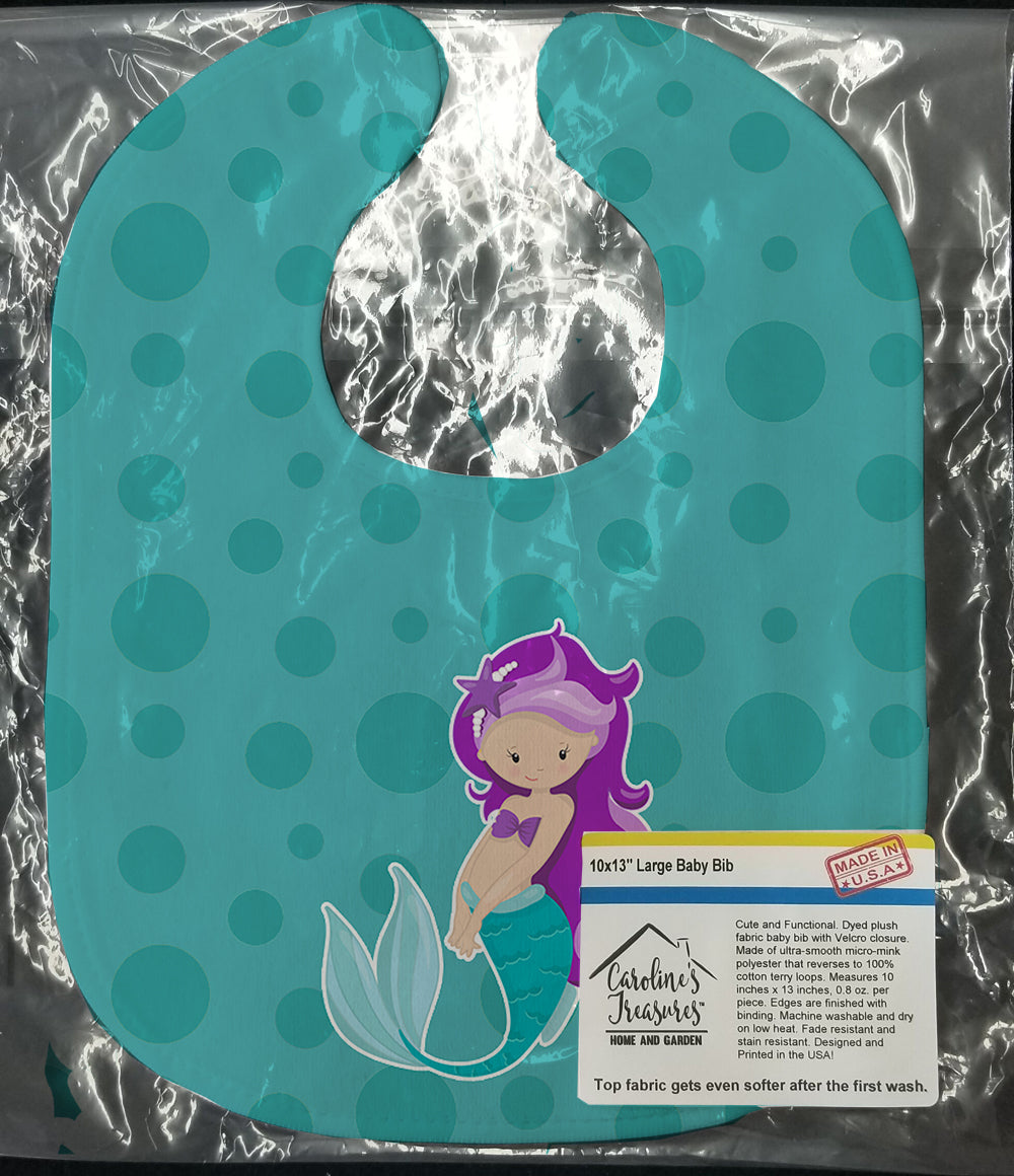 Beach Mermaid Purple Hair Baby Bib BB8826BIB - the-store.com