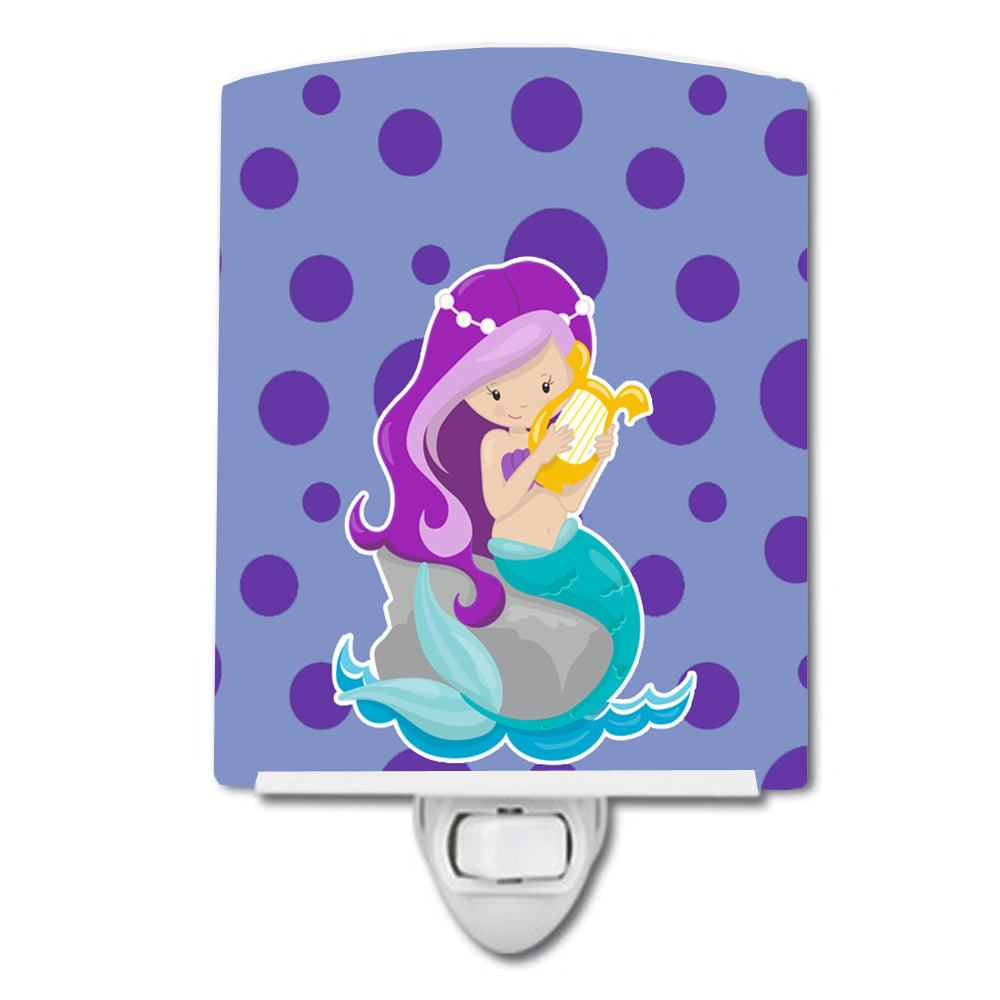 Beach Mermaid Purple Hair Grace Ceramic Night Light BB8827CNL - the-store.com