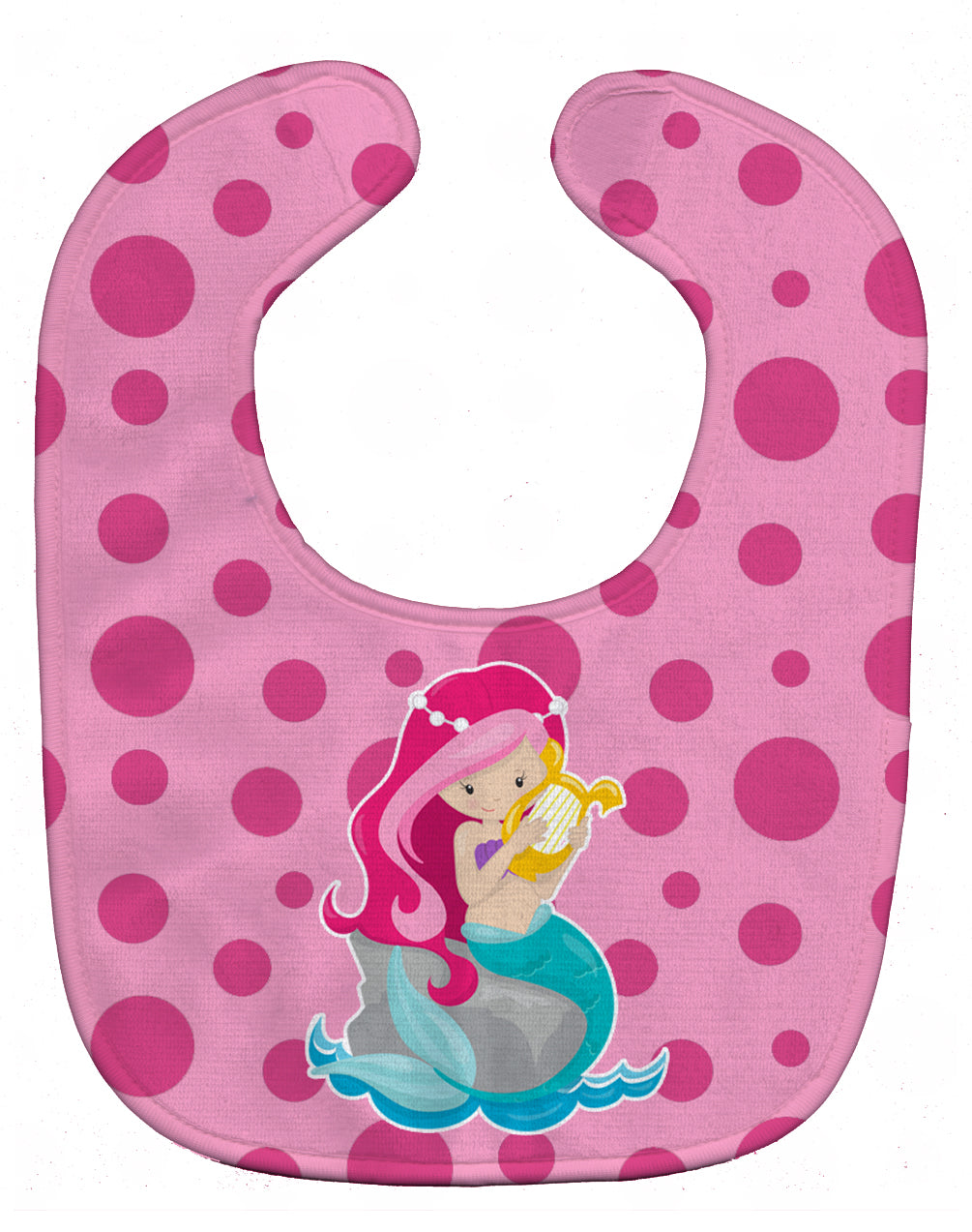 Beach Mermaid Pink Hair Baby Bib BB8828BIB - the-store.com