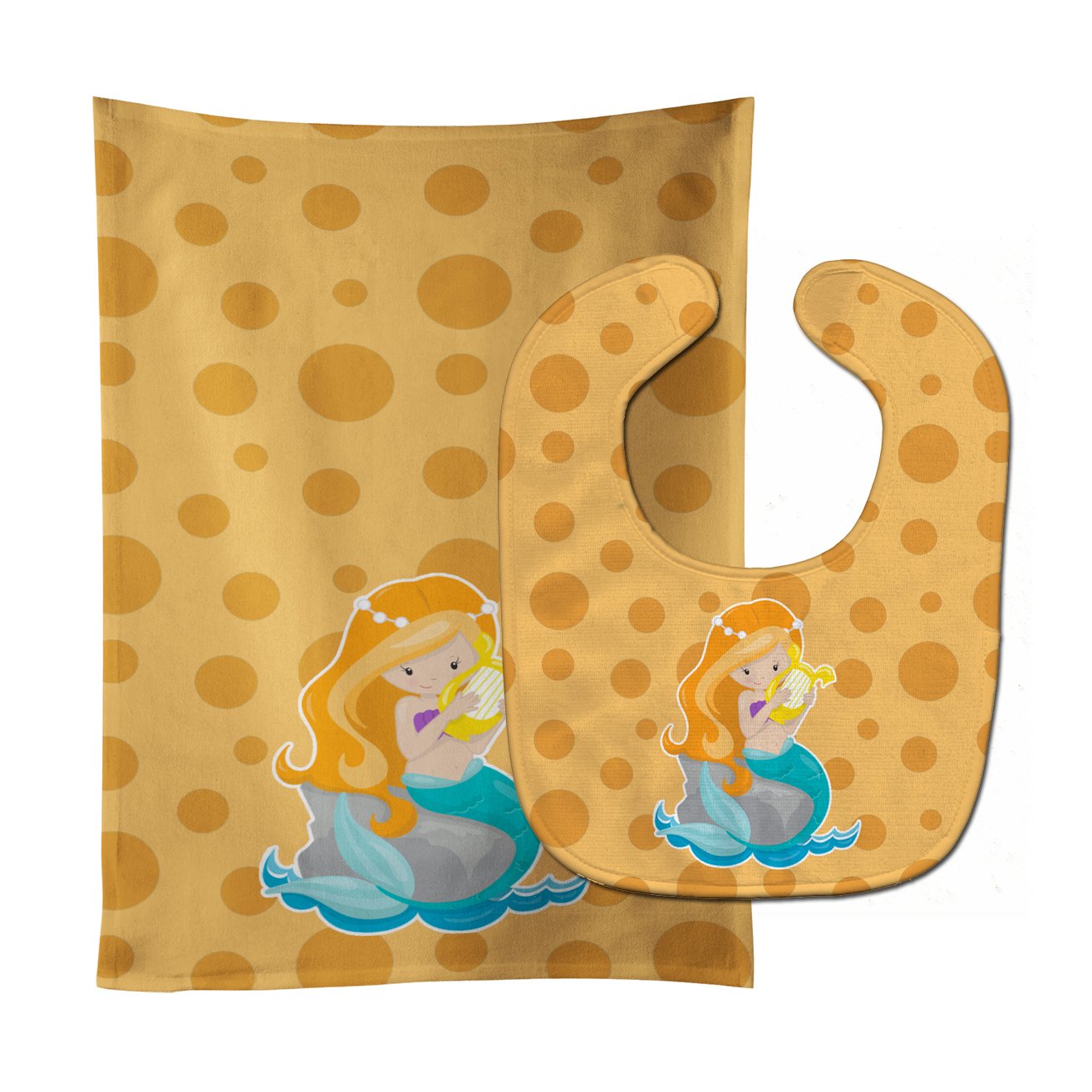 Beach Mermaid Ginger Hair Laurie Baby Bib & Burp Cloth BB8829STBU by Caroline's Treasures