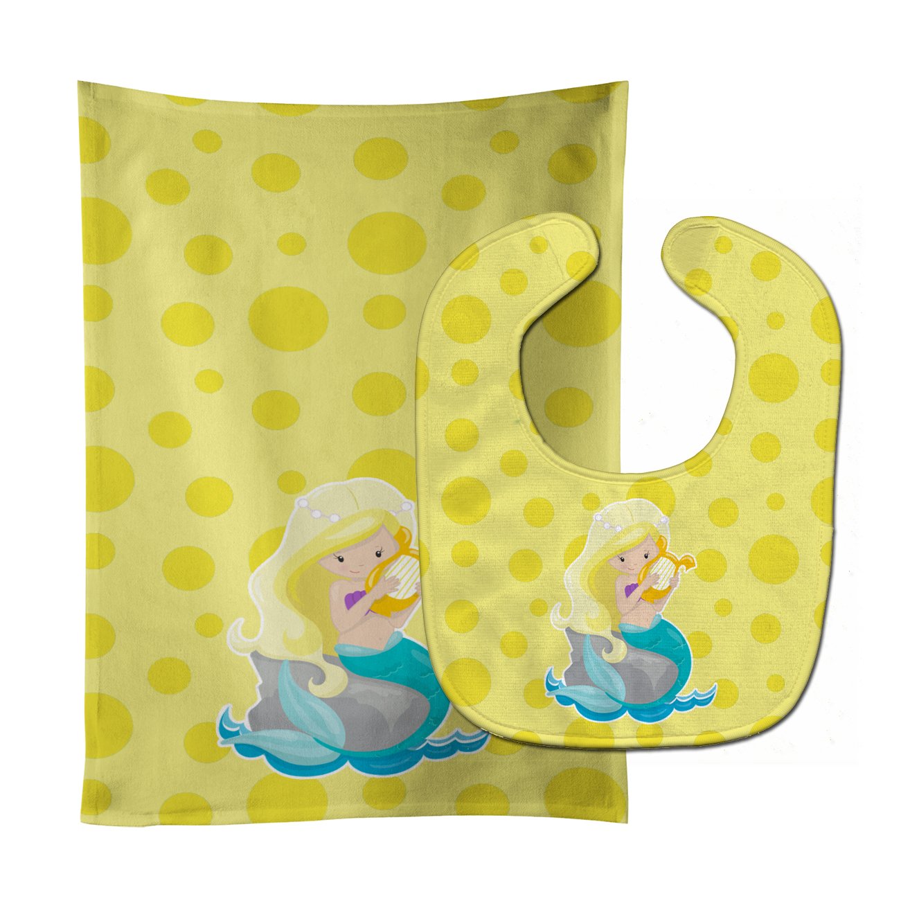 Beach Mermaid Blonde Hair Toni Baby Bib & Burp Cloth BB8830STBU by Caroline's Treasures