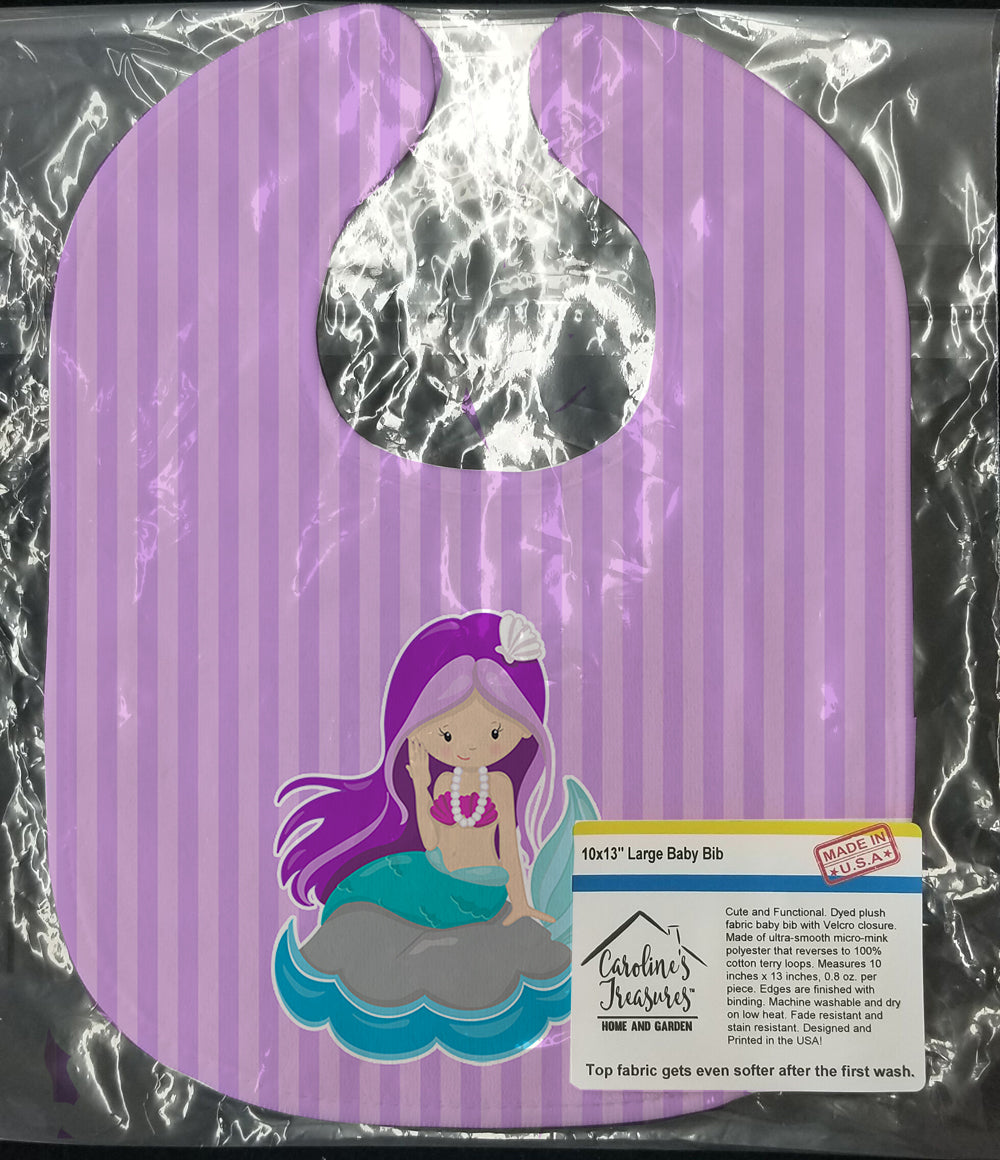 Beach Mermaid Purple Hair Baby Bib BB8831BIB - the-store.com