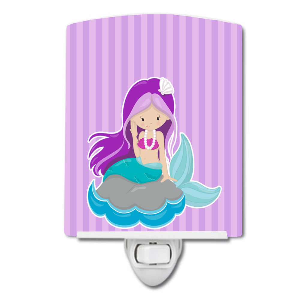 Beach Mermaid Purple Hair #3 Ceramic Night Light BB8831CNL - the-store.com