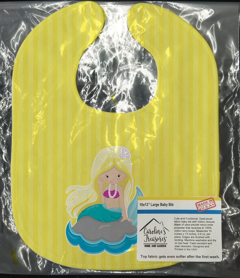 Beach Mermaid Blonde Hair Baby Bib BB8833BIB - the-store.com