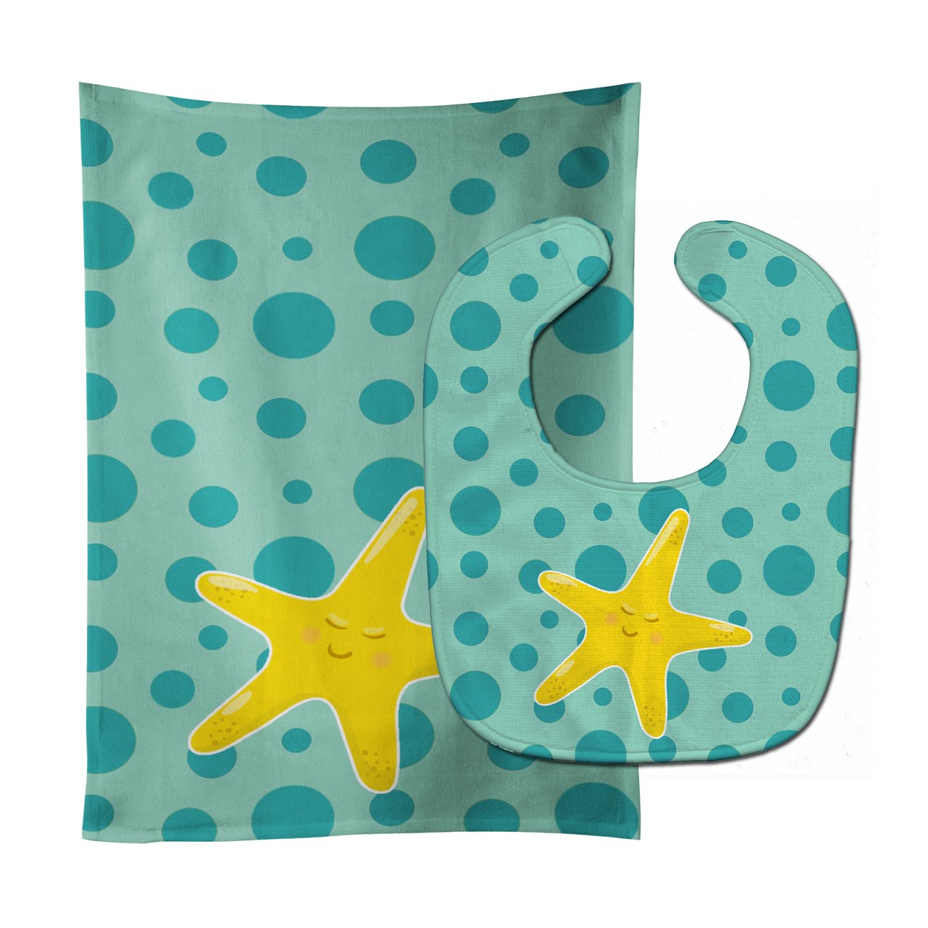Beach Starfish Baby Bib & Burp Cloth BB8841STBU by Caroline's Treasures
