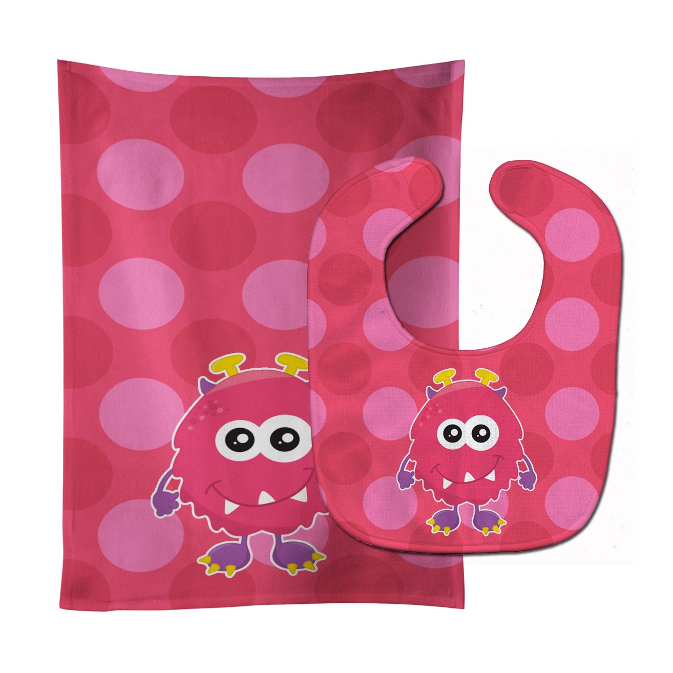 Monster Pink Bly Baby Bib & Burp Cloth BB8845STBU by Caroline's Treasures