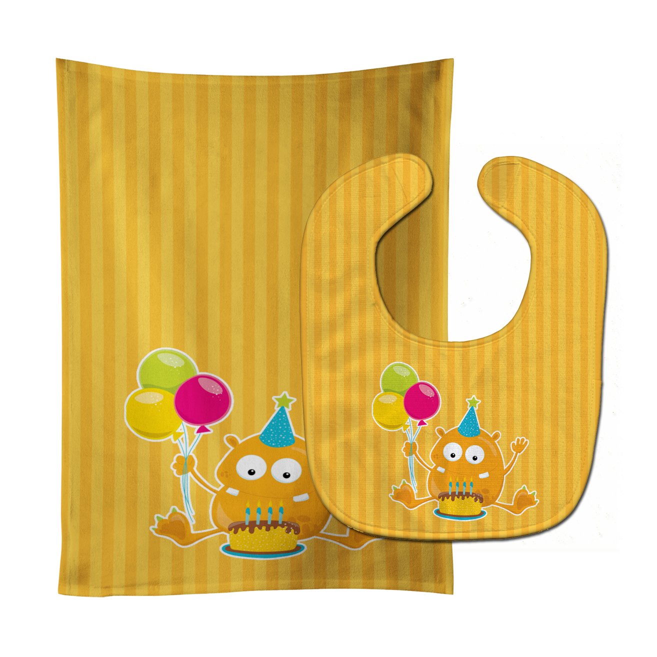 Birthday Monster Orange Baby Bib & Burp Cloth BB8933STBU by Caroline's Treasures