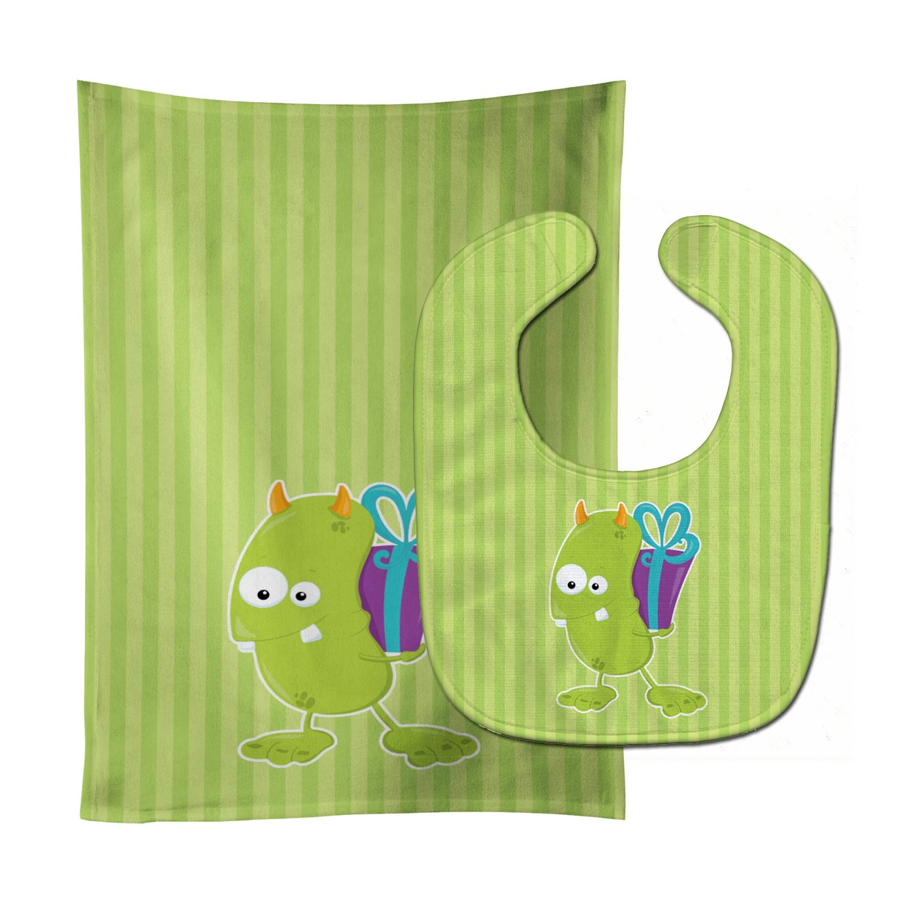 Birthday Monster Green Baby Bib & Burp Cloth BB8934STBU by Caroline's Treasures