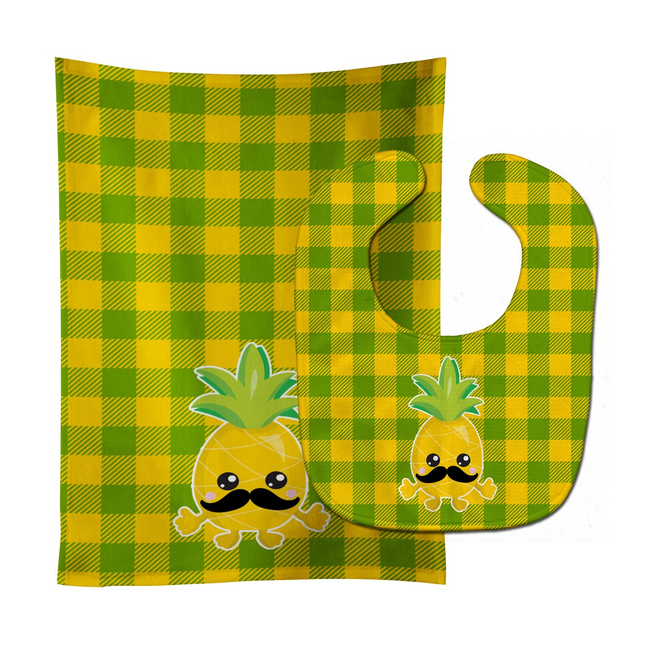 Pineapple Moustache Face Baby Bib & Burp Cloth BB8962STBU by Caroline's Treasures