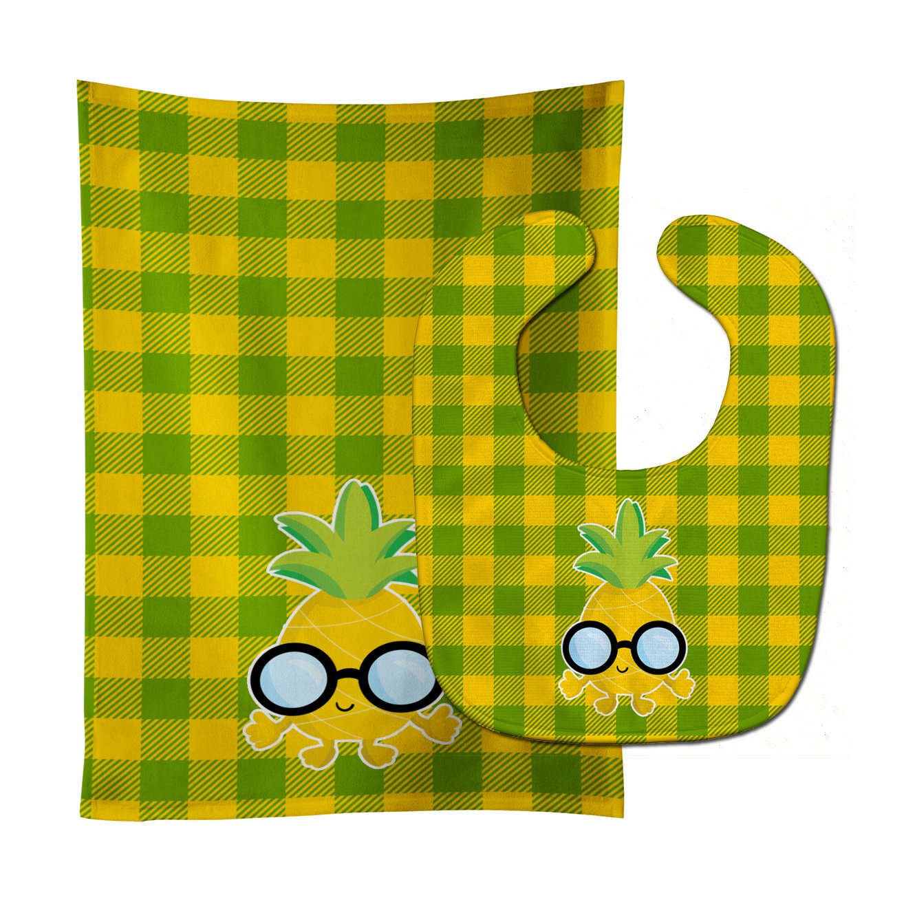 Pineapple Face with Glasses Baby Bib & Burp Cloth BB8964STBU by Caroline's Treasures