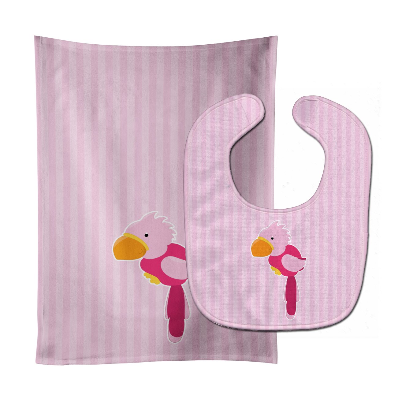 Pirate Parrot Pink Baby Bib & Burp Cloth BB8971STBU by Caroline's Treasures