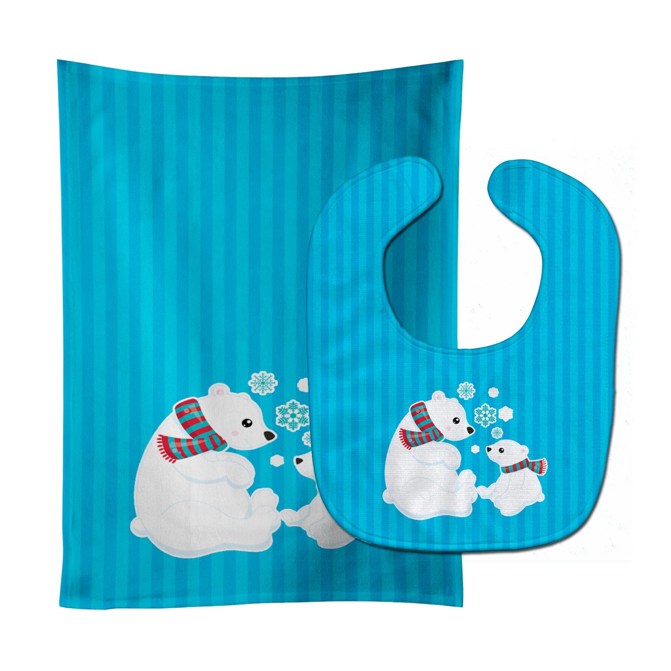 Polar Bears #5 Baby Bib & Burp Cloth BB8981STBU by Caroline's Treasures