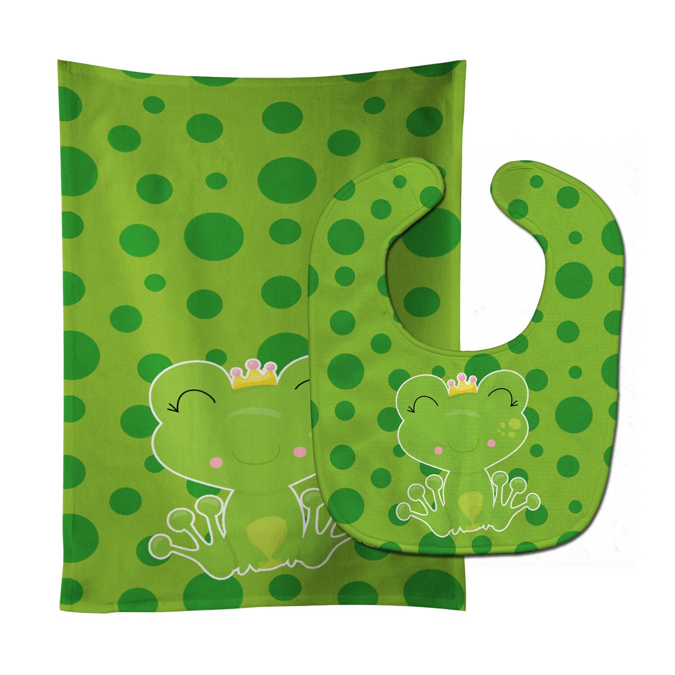 Frog Prince Baby Bib & Burp Cloth BB8987STBU by Caroline's Treasures