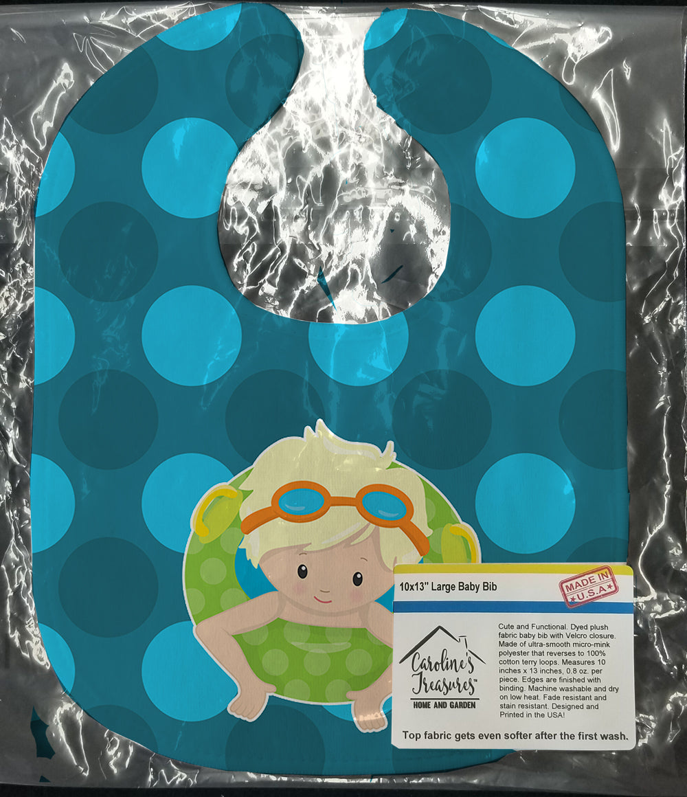 Summer Pool Boy in Tube Blonde Baby Bib BB8997BIB - the-store.com