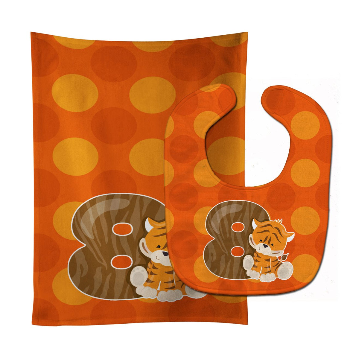 Zoo Month 8 Tiger Baby Bib &amp; Burp Cloth BB9015STBU by Caroline&#39;s Treasures