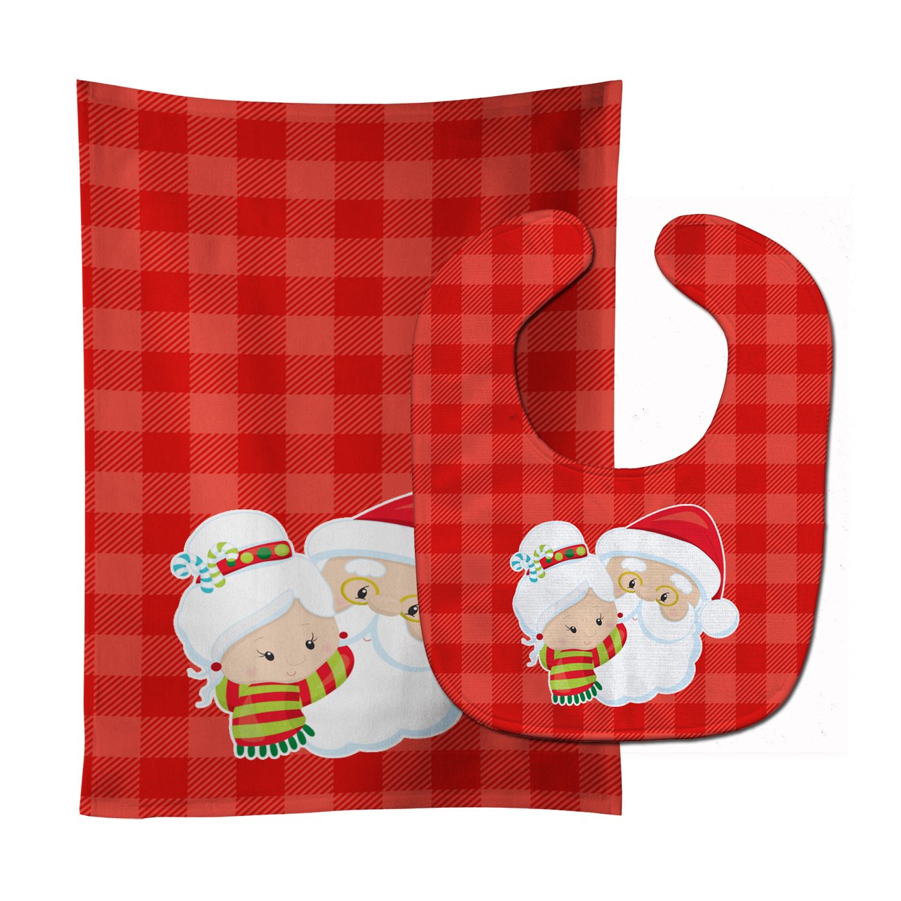 Christmas Santa Claus and Mrs Claus Baby Bib & Burp Cloth BB9020STBU by Caroline's Treasures