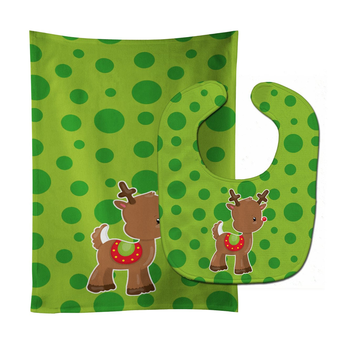 Christmas Reindeer #3 Baby Bib &amp; Burp Cloth BB9025STBU by Caroline&#39;s Treasures