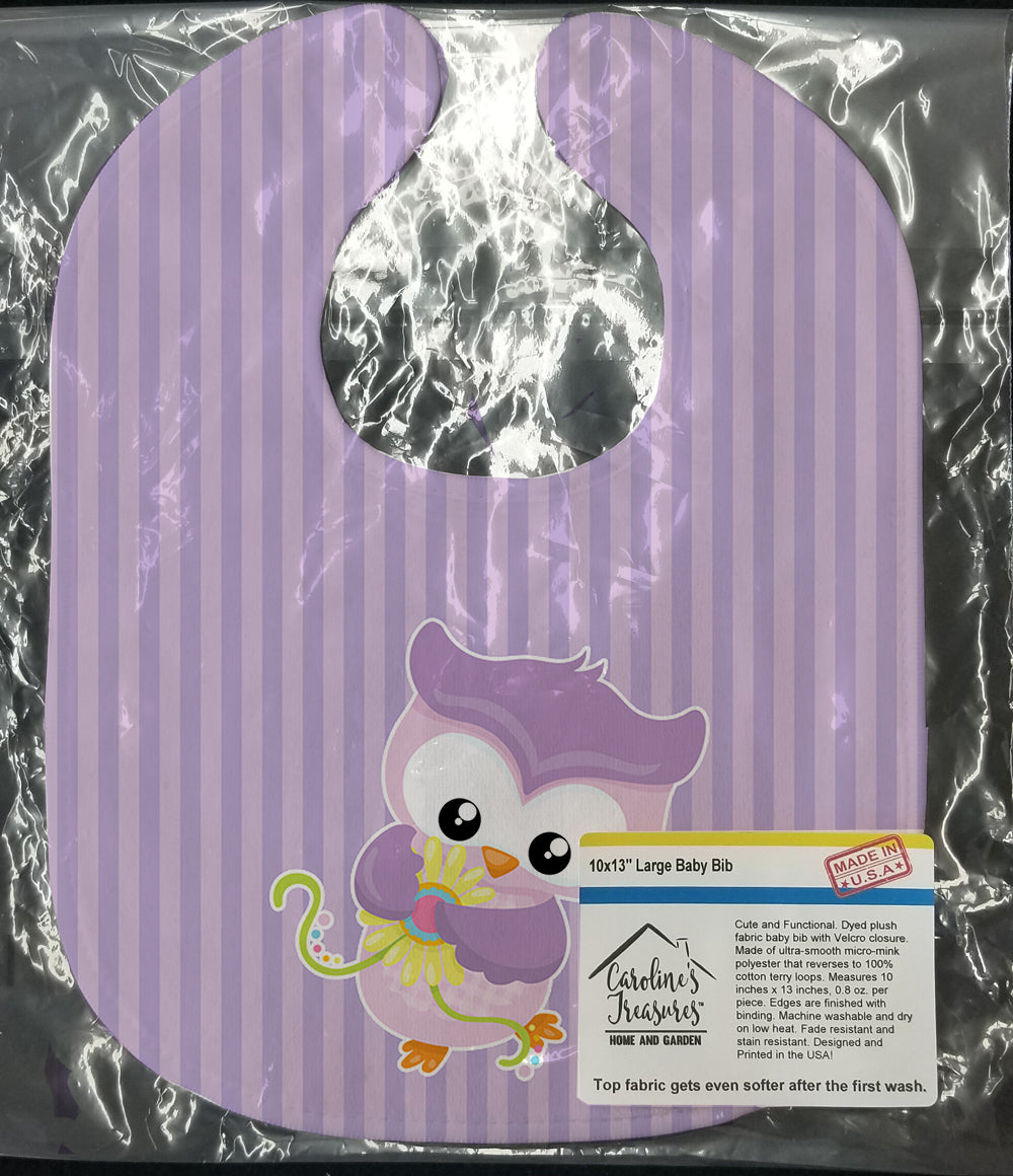 Girl Bird with Flowers Purple Baby Bib BB9050BIB - the-store.com