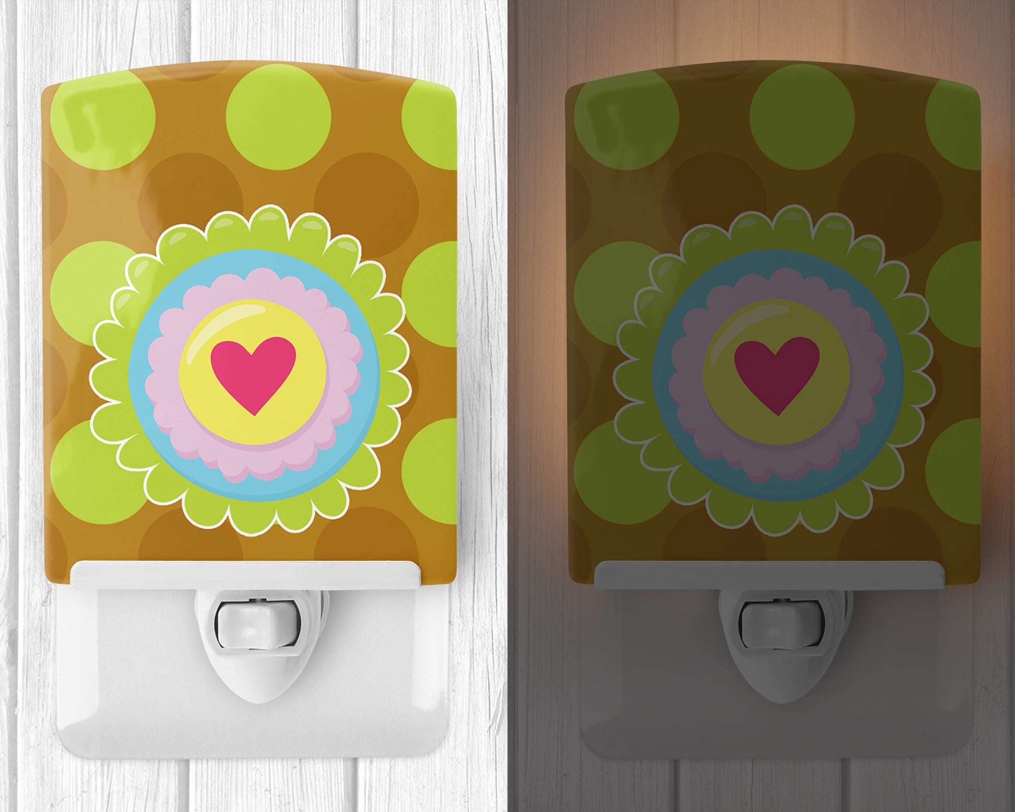 Heart Flower Green Ceramic Night Light BB9052CNL - the-store.com