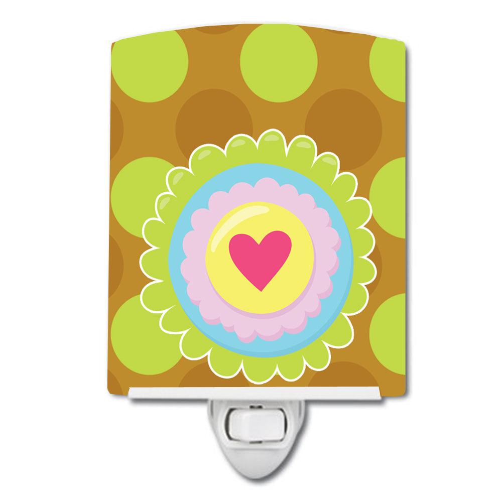 Heart Flower Green Ceramic Night Light BB9052CNL - the-store.com