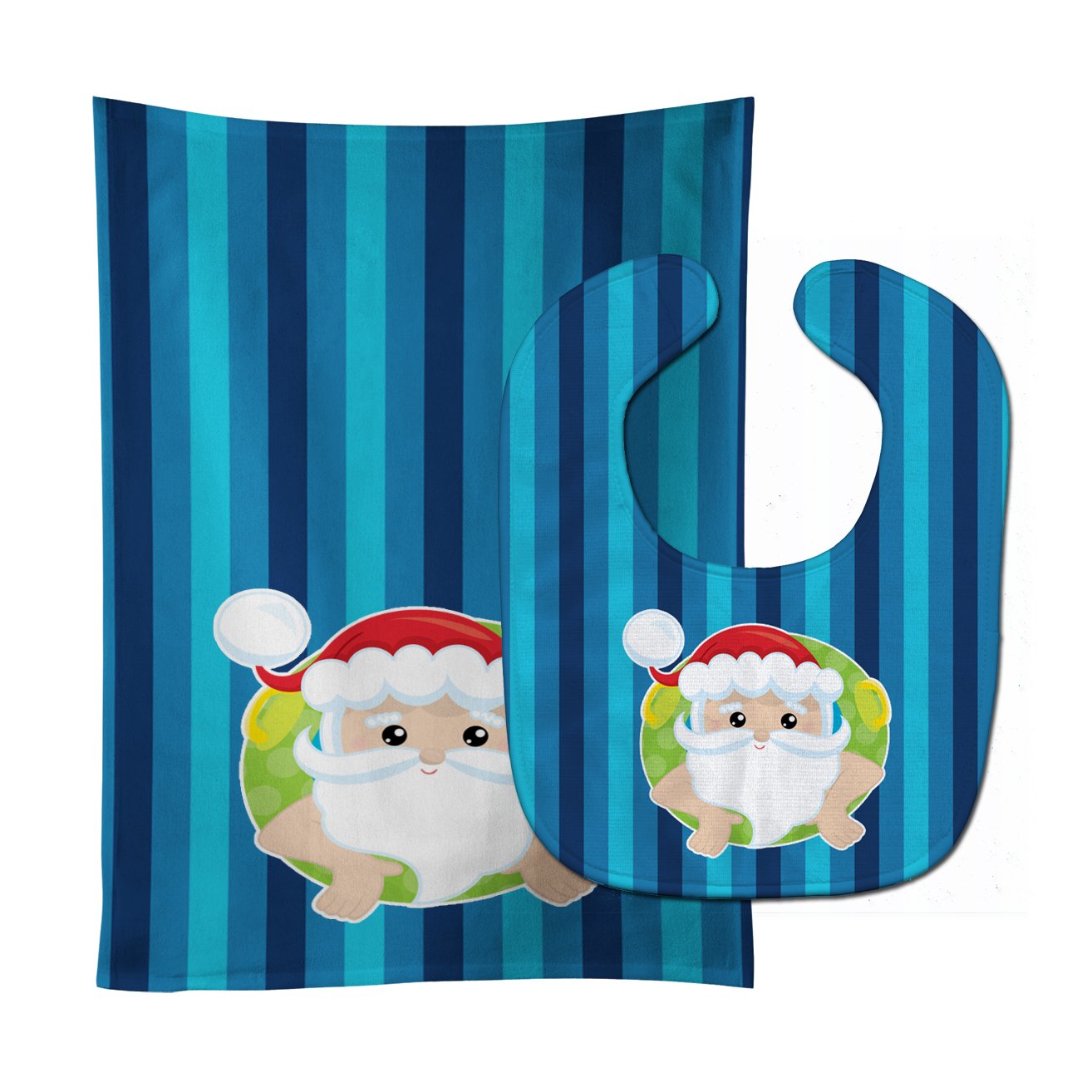 Beach Santa Claus #2 Baby Bib & Burp Cloth BB9069STBU by Caroline's Treasures